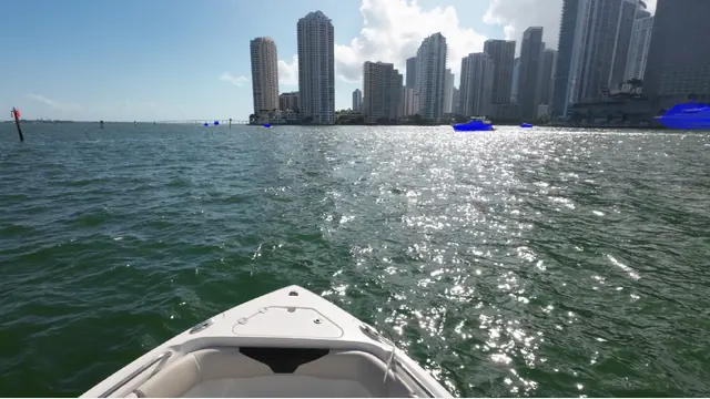 Related boat-mounted maritime scene illustrating the boat and buoy detection task