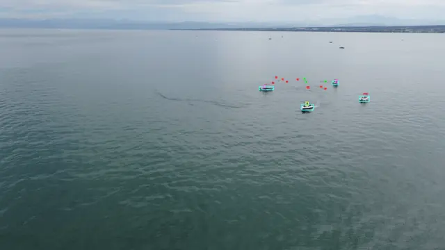 SeaDronesSee aerial scene with object annotations