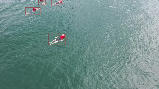 SeaDronesSee aerial scene with object annotations